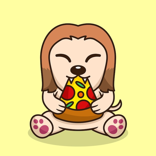 Ilustracja Wektorowa Premii Słodkiego Psa Jedzącego Pizzę