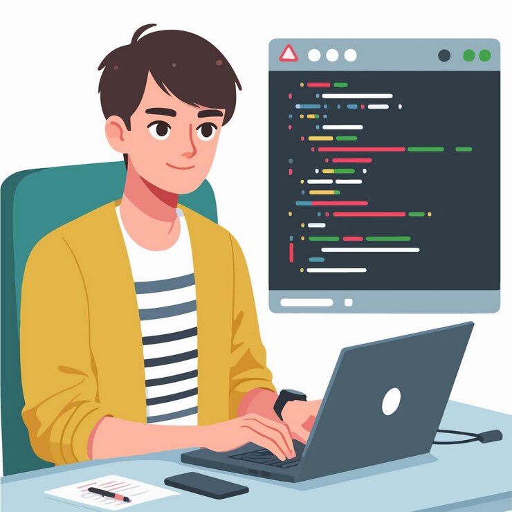 Wektor ilustracja wektorowa programisty w stylu płaskiego projektu
