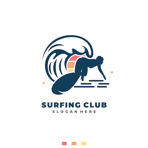 Plik wektorowy ilustracja wektorowa projektu logo klubu surfingowego