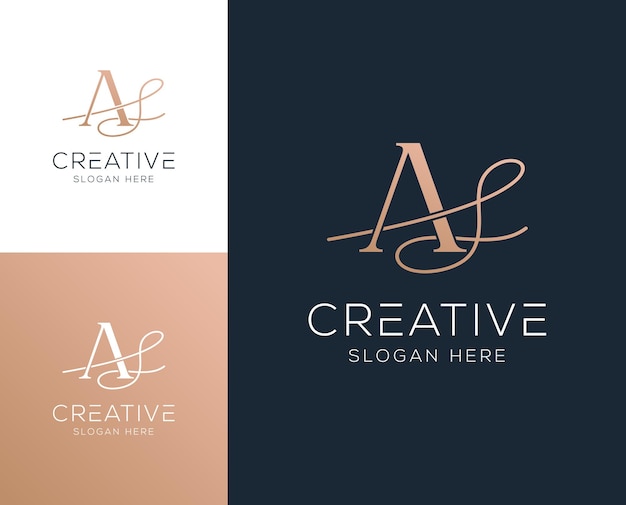 Ilustracja wektorowa projektu logo z początkową literą SA AS