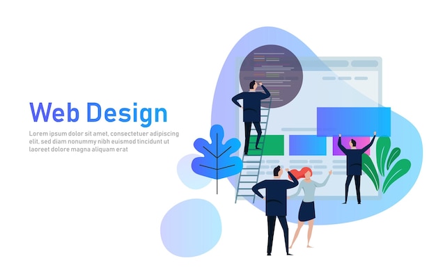Ilustracja wektorowa Projekty internetowe twórcza praca zespołowa Ludzie budują projekt biznesowy