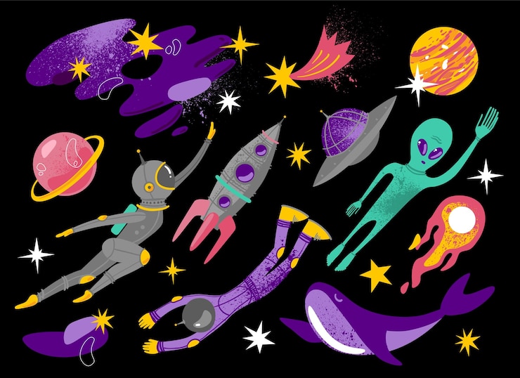 Wektor ilustracja wektorowa przestrzeni kosmicznej druku galaktyki kosmicznej
