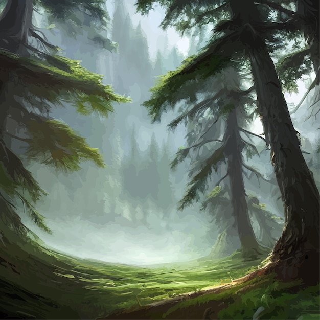 Plik wektorowy ilustracja wektorowa przyrody i krajobrazu drzewa lasy góry rośliny obraz dla karty tła lub