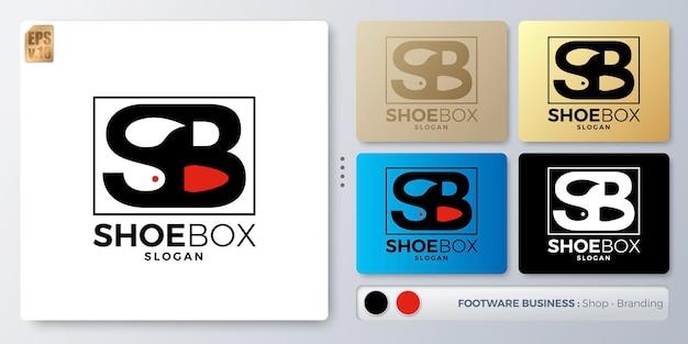 Ilustracja Wektorowa Pudełka Na Buty Projekt Logo W Formularzu S I B Pusta Nazwa Do Wstawienia Marki Zaprojektowany Z Przykładami Dla Wszystkich Rodzajów Aplikacji, Które Można Wykorzystać Do Sklepu Obuwniczego Firmy Identity