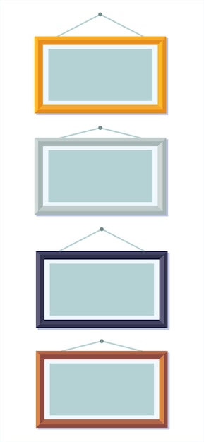 Plik wektorowy ilustracja wektorowa realistycznych poziomych ramek do zdjęć w różnych kolorach na ścianie ramka na zdjęcia