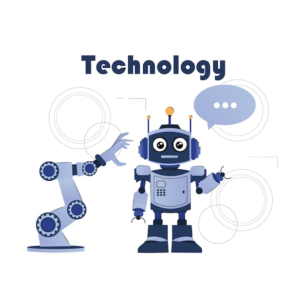 ilustracja wektorowa robota ramię robotowe technologia sztucznej inteligencji
