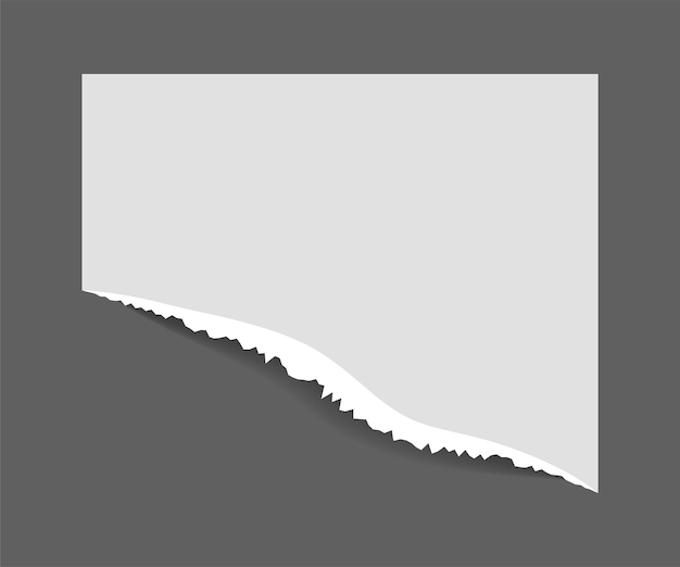 Ilustracja wektorowa rozdarty papier krawędziowy Kawałek zgrany pusty z cieniem Zgraj białą notatkę