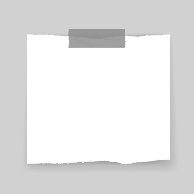 Ilustracja wektorowa rozerwanego arkusza papieru z taśmą na szarym tle Doskonała do robienia notatek, albumów i projektów projektowania cyfrowego