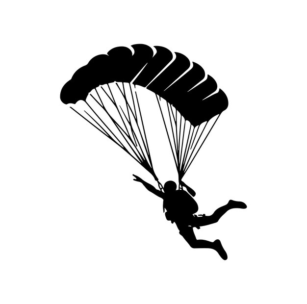 Ilustracja Wektorowa Siluety Skydiverów Na Spadochronie