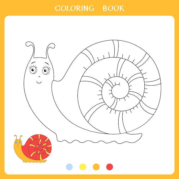 Ilustracja Wektorowa ślicznego ślimaka Do Kolorowania
