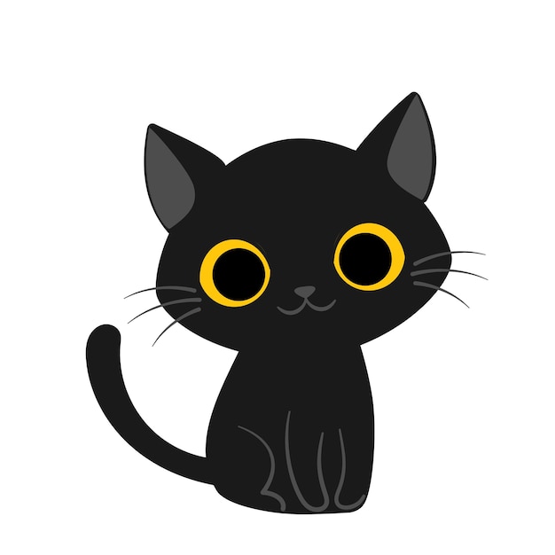 Plik wektorowy ilustracja wektorowa ślicznego szczęśliwego czarnego kota z żółtymi oczami