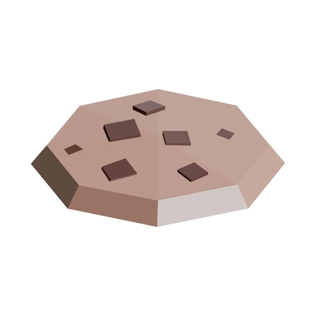 Plik wektorowy ilustracja wektorowa słodkich ciasteczek z kawałkami czekolady low poly design biscuit