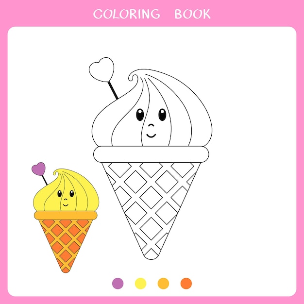 Ilustracja wektorowa słodkich lodów cytrynowych do kolorowania