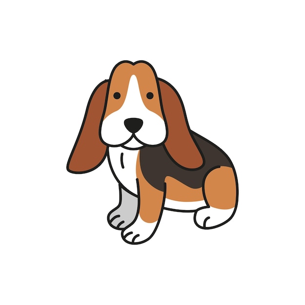Ilustracja wektorowa słodkiego psa Basset Hound