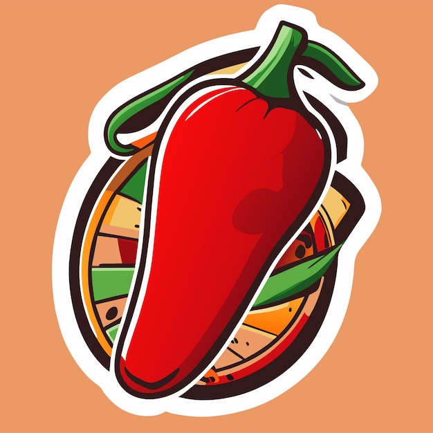 Plik wektorowy ilustracja wektorowa słodkiej papryczki chili, czerwona, chłodna, tańcząca i obracająca się naklejka