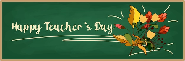 Plik wektorowy ilustracja wektorowa stylowego tekstu na dzień nauczyciela i kwiat