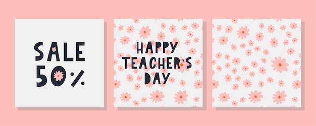 Plik wektorowy ilustracja wektorowa stylowego tekstu na happy teacher's day flowers