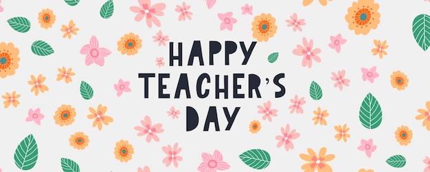 Ilustracja Wektorowa Stylowego Tekstu Na Happy Teacher's Day Flowers