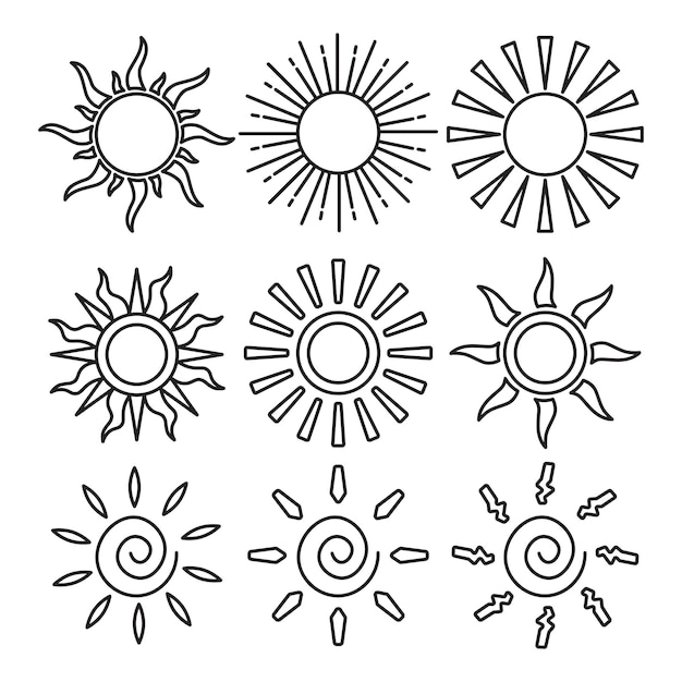 Ilustracja wektorowa Summer Sun Outline
