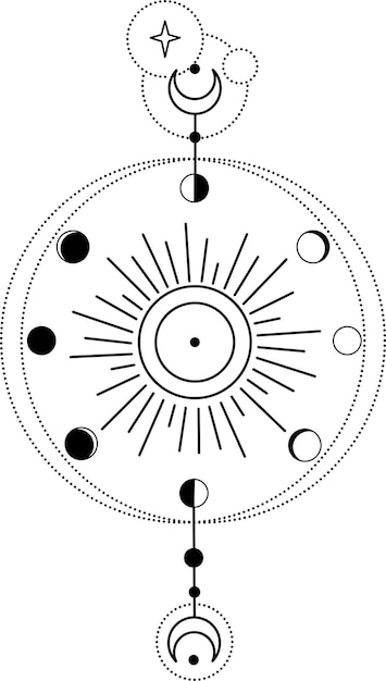 Plik wektorowy ilustracja wektorowa svg astrologia. sublimacja astronomii wszechświata z fazami księżyca i planetami