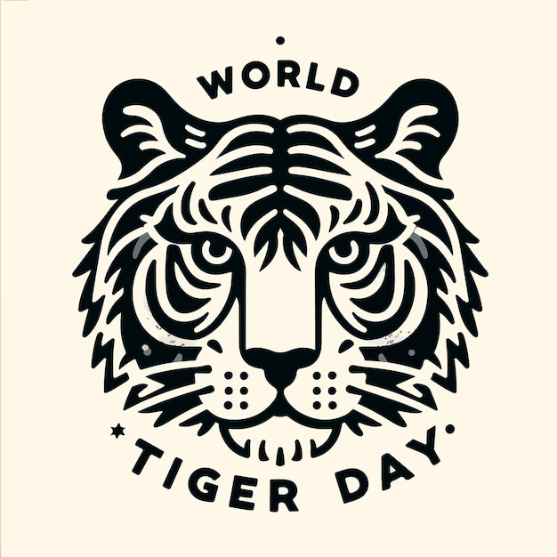 Ilustracja Wektorowa światowego Dnia Tygrysa Z Koncepcją Logo Głowy Tygrysa