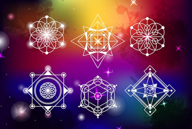Ilustracja wektorowa świętej geometrii na spacy tle Dobry do projektowania logo maty do jogi i ubrań w stylu Boho