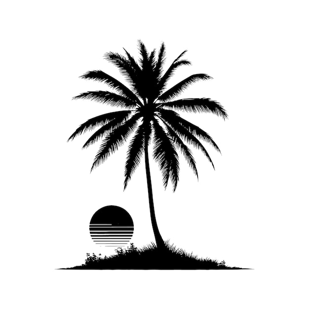 Ilustracja wektorowa sylwetki drzewa kokosowego