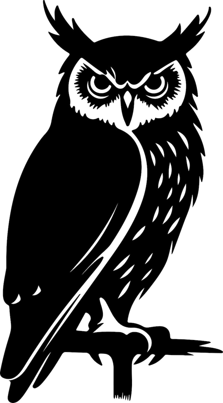 Wektor ilustracja wektorowa sylwetki sowy białe tło