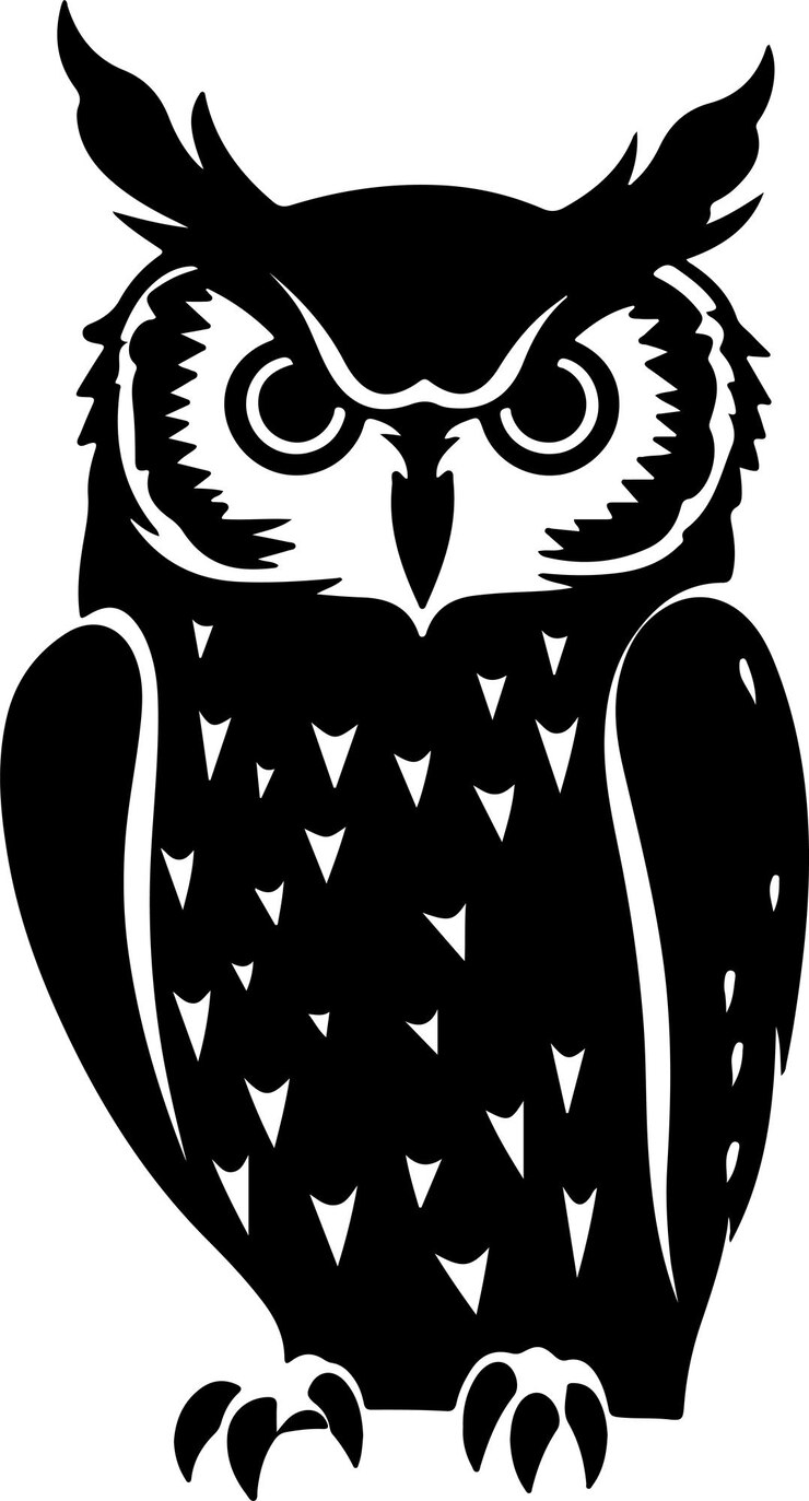 Wektor ilustracja wektorowa sylwetki sowy białe tło