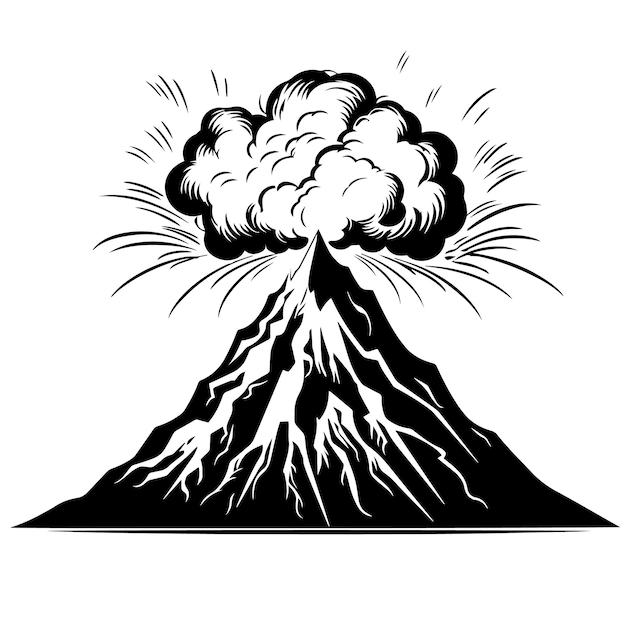 Plik wektorowy ilustracja wektorowa sylwetki wulkanu silwetka wulkanu ikona i znak