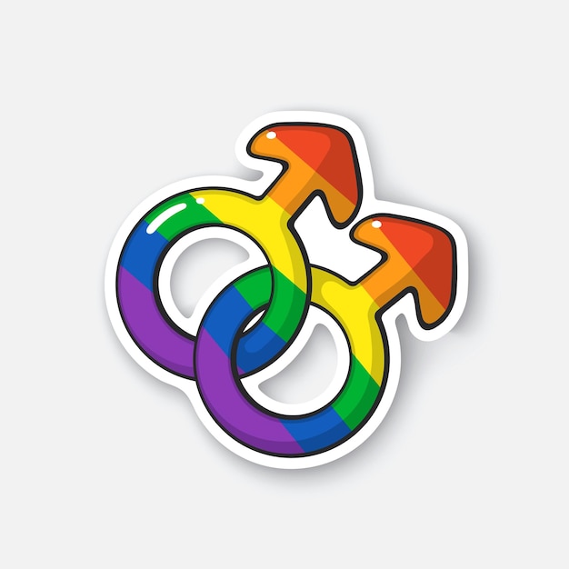 Plik wektorowy ilustracja wektorowa symbol męskiej homoseksualnej wenus w kolorze tęczy piktogram płci