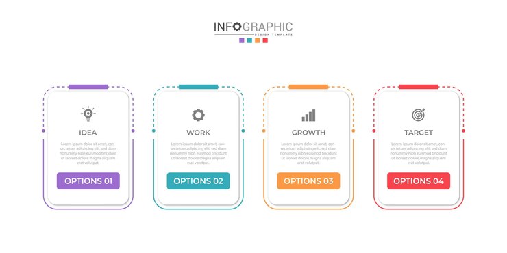 Wektor ilustracja wektorowa szablon projektu infografiki z ikonami i 4 opcjami lub krokami