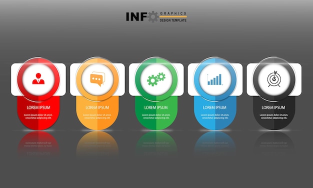 Ilustracja Wektorowa Szablon Projektu Infografiki Z Ikonami I 5 Opcjami Lub Krokami Może Być Używany Do P