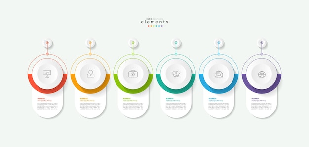 Plik wektorowy ilustracja wektorowa szablon projektu infografiki z ikonami i 6 opcjami lub krokami