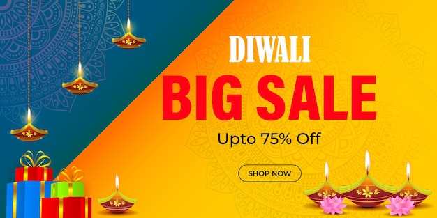 Ilustracja wektorowa szablonu baneru Happy Diwali Sale