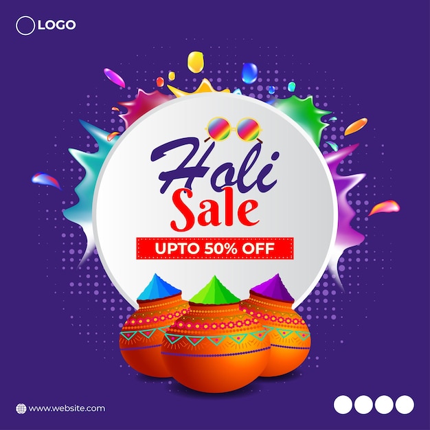 Ilustracja wektorowa szablonu kanału mediów społecznościowych Happy Holi Sale