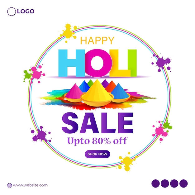 Ilustracja wektorowa szablonu kanału mediów społecznościowych Happy Holi Sale