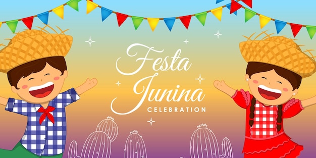 Plik wektorowy ilustracja wektorowa szablonu makieta kanału festa junina w mediach społecznościowych