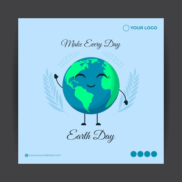 Ilustracja Wektorowa Szablonu Makieta Kanału Społecznościowego Happy Earth Day