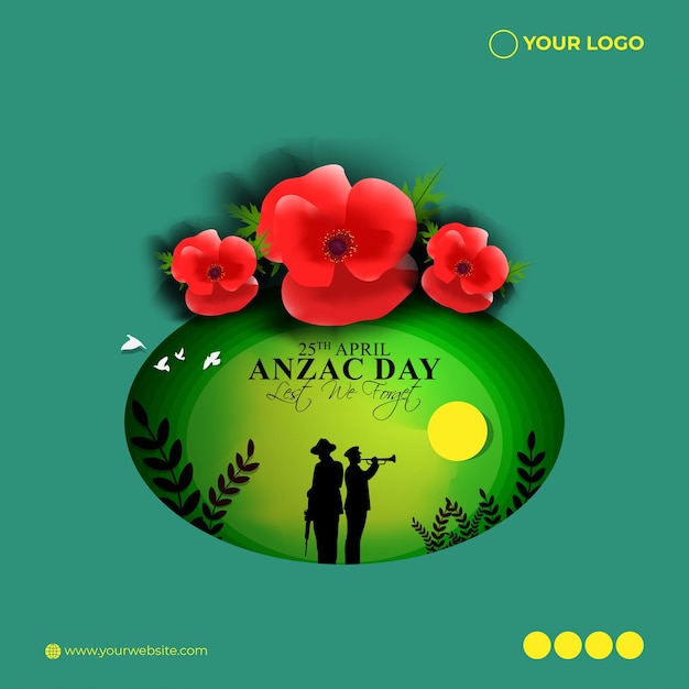 Ilustracja Wektorowa Szablonu Makiety Kanału Anzac Day W Mediach Społecznościowych