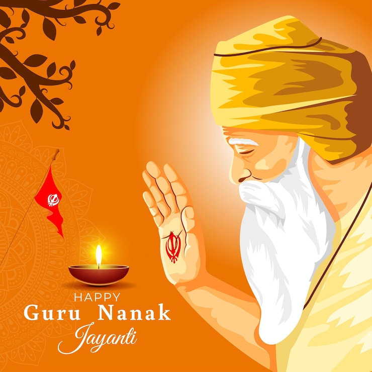 Wektor ilustracja wektorowa szablonu mediów społecznościowych guru nanak gurpurab