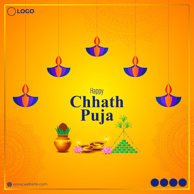 Ilustracja wektorowa szablonu mediów społecznościowych Happy Chhath Puja