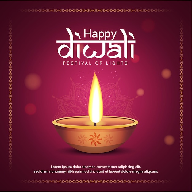 Ilustracja wektorowa szablonu pasma mediów społecznościowych Happy Diwali tekst pisany oznacza szczęśliwy Diwali