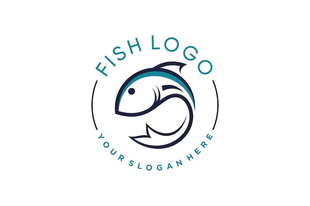 Ilustracja wektorowa szablonu projektu logo ryby z kreatywnym pomysłem