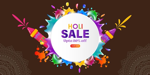 Ilustracja wektorowa szablonu transparentu Happy Holi Sale dla aplikacji i strony internetowej