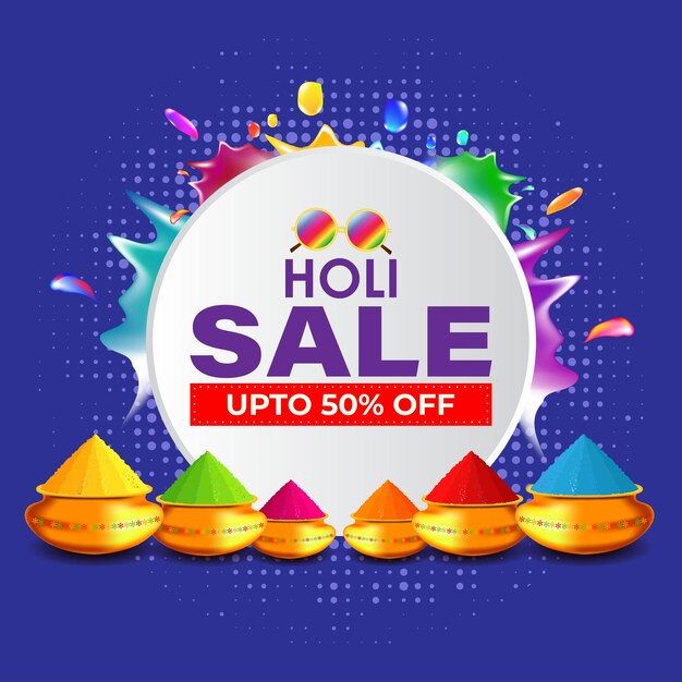 Ilustracja wektorowa szablonu transparentu Holi Sale
