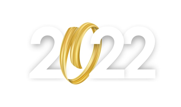 Ilustracja Wektorowa: Szczęśliwego Nowego Roku 2022. Liczby Z Abstrakcyjną Złotą Farbą Pociągnięcia Pędzla