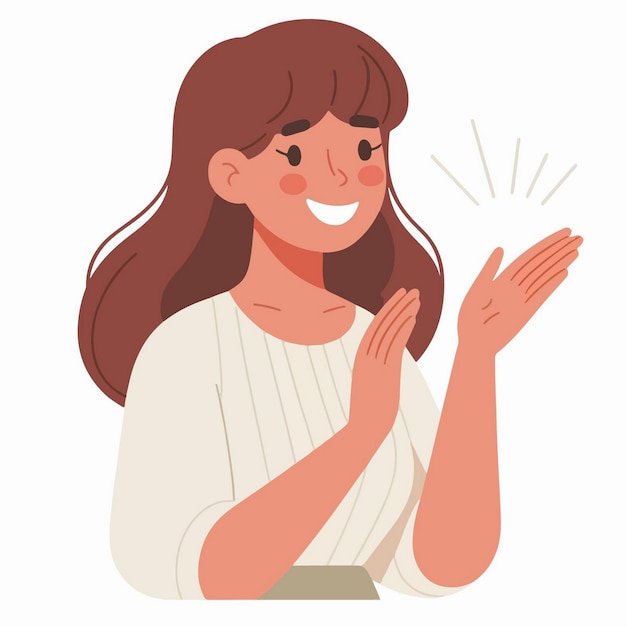 ilustracja wektorowa szczęśliwej młodej kobiety klaszczącej w ręce