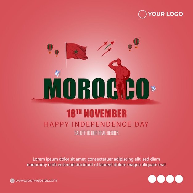 Ilustracja Wektorowa Szczęśliwy Transparent Dzień Niepodległości Maroka