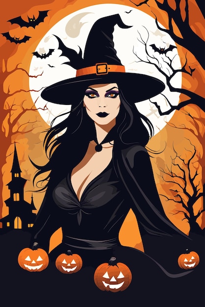 Ilustracja wektorowa sztuki Halloween czarownica